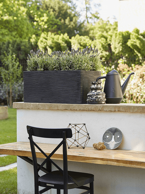 Capi Nature Rib NL - Planter Rectangle - Black - 32 cm