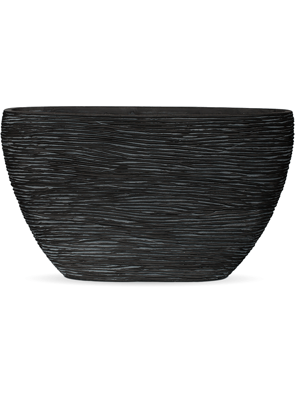 Capi Nature Rib - Planter Oval - Black - 34 cm