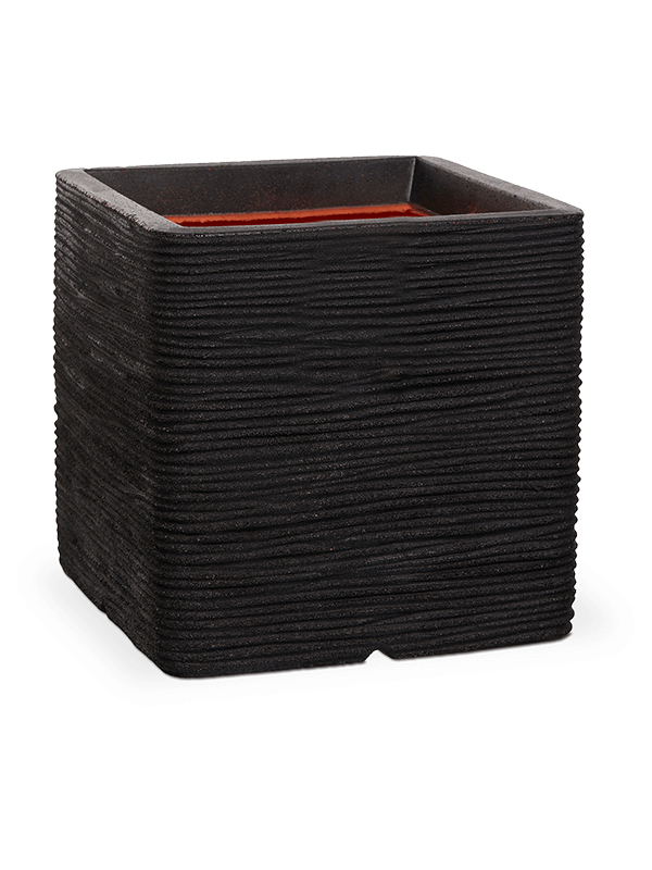 Capi Nature Rib NL - Planter Square - Black - 50 cm