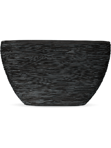 [3-6CAPNZ841] Capi Nature Rib - Planter Oval - Black - 34 cm