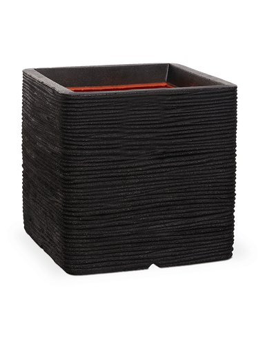 [3-6CAPTIB49] Capi Nature Rib NL - Planter Square - Black - 50 cm